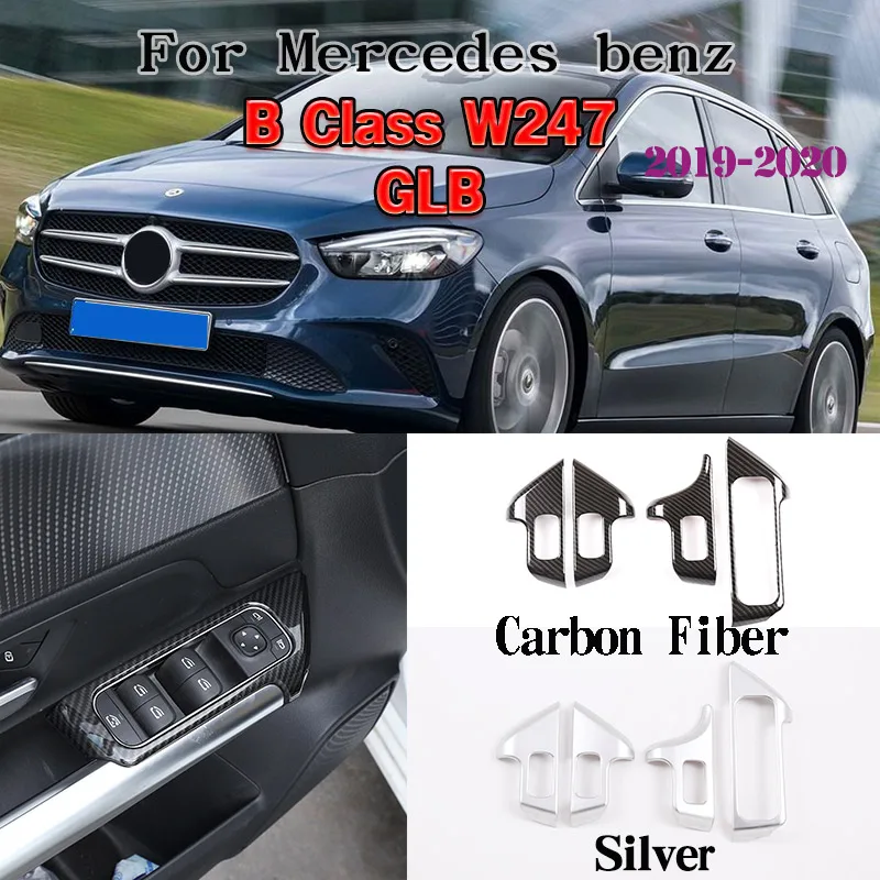 

For Mercedes Benz B GLB Class W247 X247 2019-2020 ABS Chrome/Carbon Fiber Car Window Lift Button Frame Trim Interior Accessories