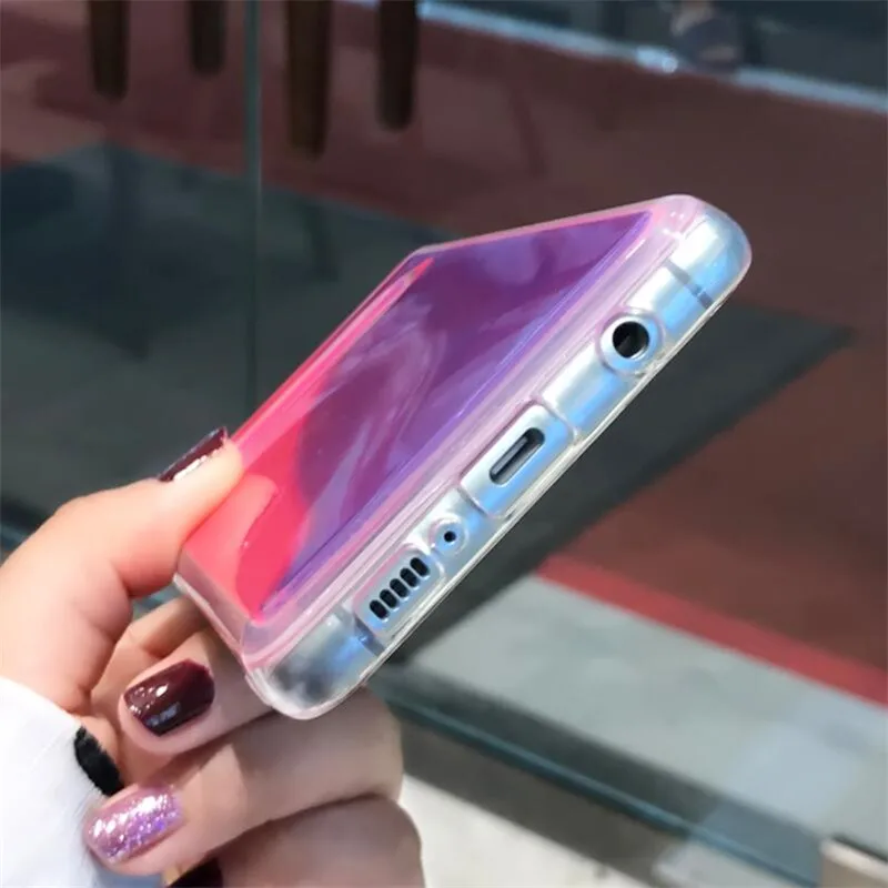 DlSCASE светящийся неоновый песок чехол для samsung Galaxy Note 10 8 9 S8 S9 S10 Plus светится в