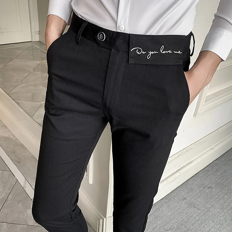 

Pants Fashion Suit Men casual Slim Embroidery Business Dress Pants 2021 Formal Mens Trousers Streetwear Social Party Work Pant