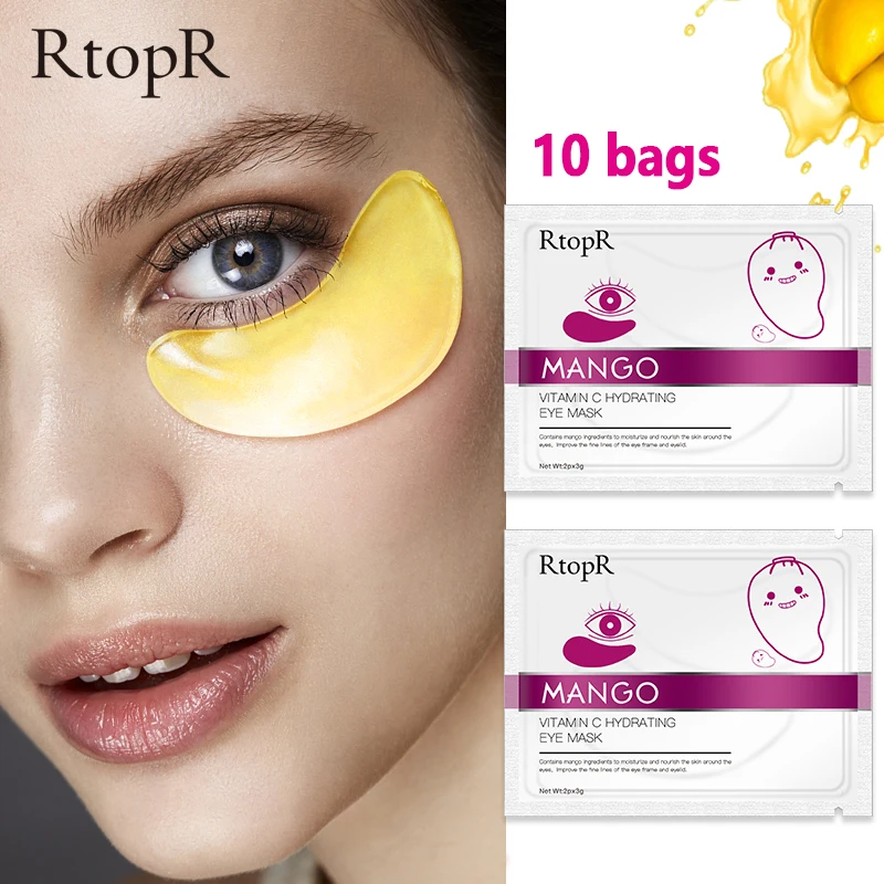 10Pairs Mango Vitamin C Hydrating Eye Mask  Anti Wrinkle Eye Patches Dark Circles Remover Face Skin Care Sheet Masks