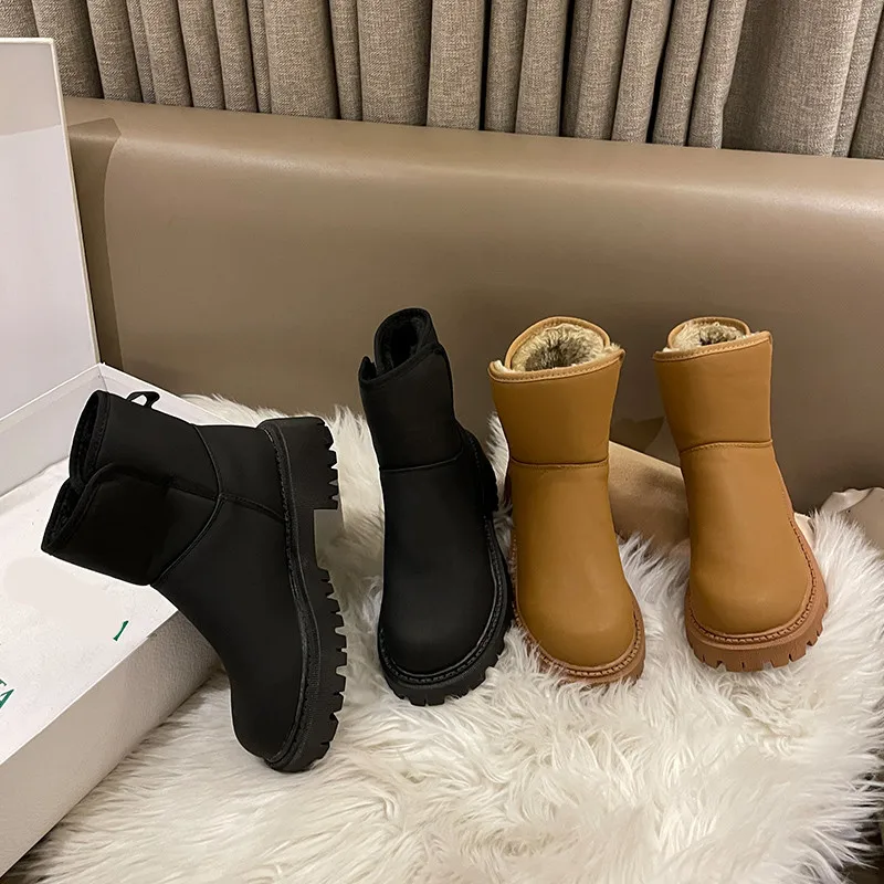 

Женские полусапоги из ПУ кожи, до середины икры, без застежки, с круглым носком