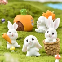 7pcs rabbit miniature figurines crafts ornaments miniature garden decorations for micro landscape diy handmade accessories