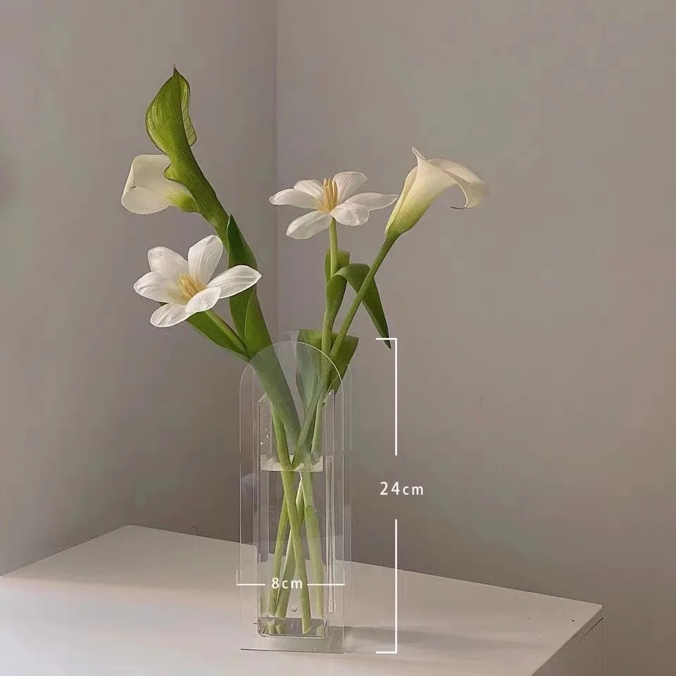 

Transparent Acrylic INS Style Flower Vase Decoracion Salon Casa Home Decor Glass Blue Yellow Living Room Decoration Декор Для До
