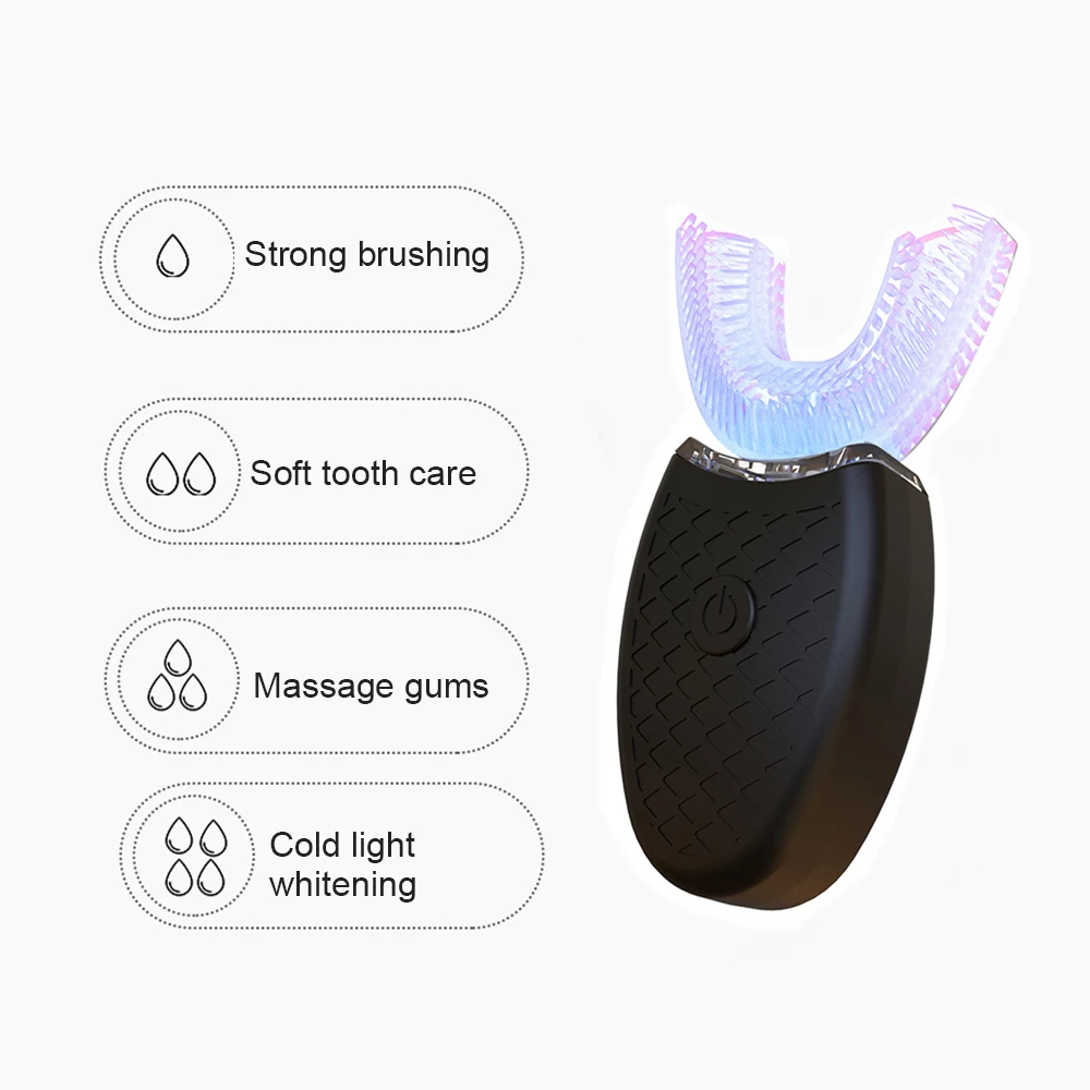 

Automatic 360 Degree Electric Soft Toothbrush U-shaped Intelligent Clean Teeth Kid Usb Rechargeable Waterproof Teeth Whitening