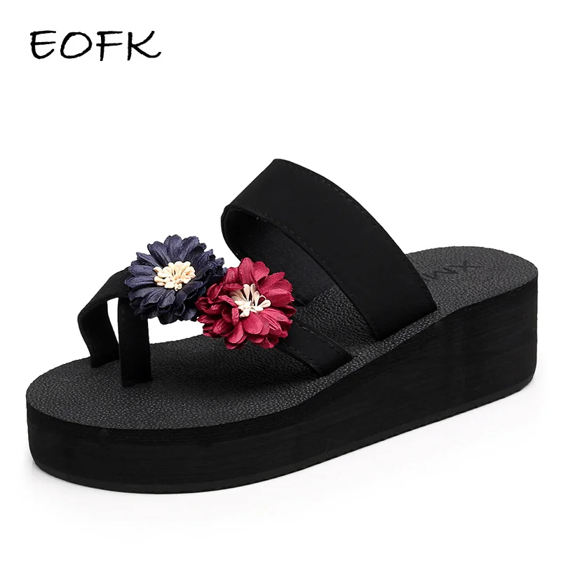 Женские уличные шлепанцы EOFK летние черные легкие Мягкие Шлепанцы из ЭВА с