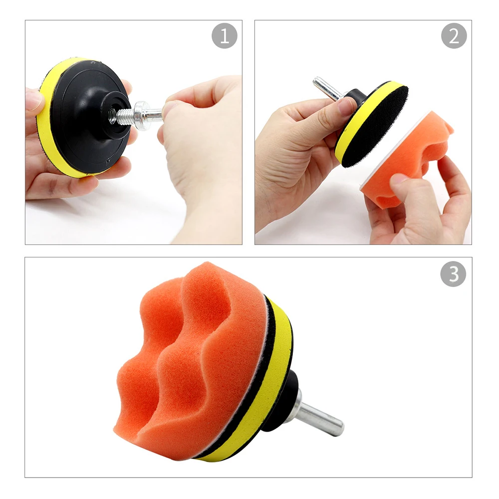 KKMOON 7Pcs Drill Buffing Sponge Pads Car Foam Polishing Pads Kit for Car Buffer Polisher Sanding Waxing Sealing Glaze
