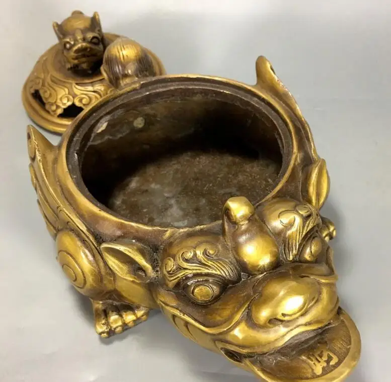 Китайская античная латунь рекрут деньги Jinbao ручная резьба жаба благовония