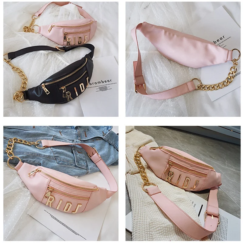 FashionWaist Bags for Women Fashion Leather Lady Belt Letter Chains Female Chest Bag Crossbody | Багаж и сумки