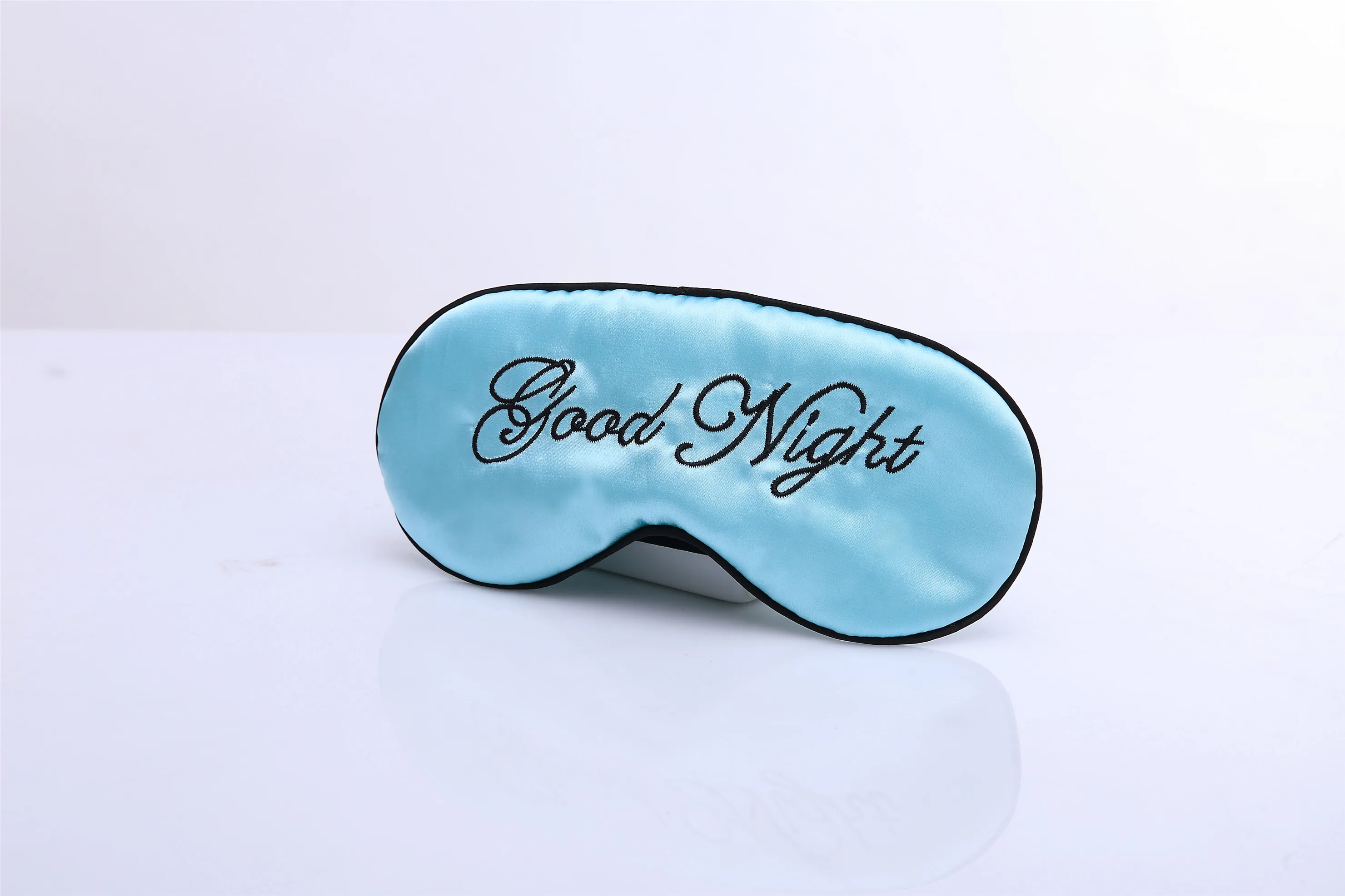 Light Blue Шелковая маска для сна, мягкая, теневые, с вышивкой, для хорошего сна, путешествия, расслабление, помощь вслепую, розовый храп, инструменты для ухода за глазами - Цвет: Light Blue