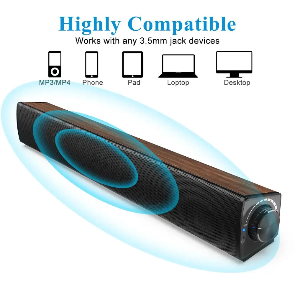 Звуковая панель для телевизора 20 Вт 2 1 звуковая проводная и Беспроводная Bluetooth 5 0