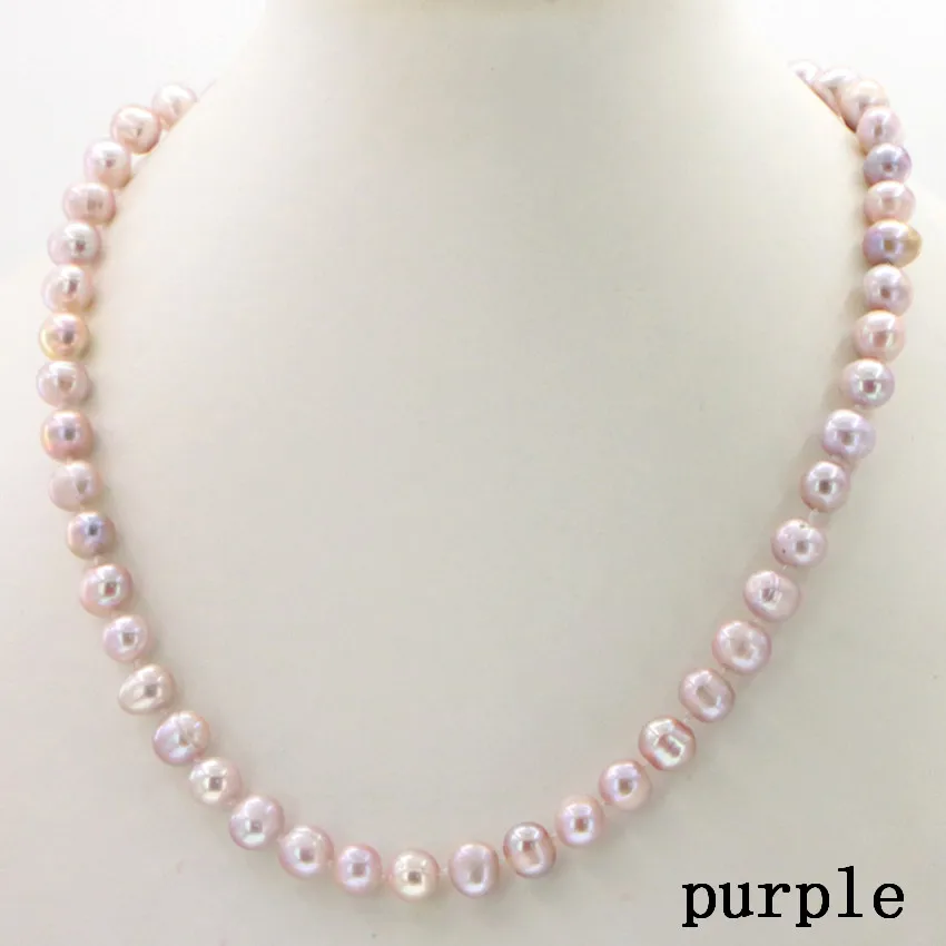 8-9mm Necklace Ювелирные изделия из натурального жемчуга,, красивые ювелирные изделия! Горячая Новая мода 8-9 мм Белый Пресноводный Культивированный жемчуг ожерелье 1" женщина - Окраска металла: 8-9mm Necklace