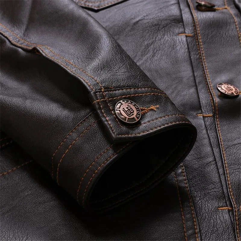 Men Leather Jackets 2021 Spring Fashion Casual Button Pockets Coat Vintage Punk Style Faux Outwear Jacket | Мужская одежда