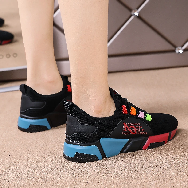 Новейшая модель женская обувь для бега прогулочная вязаные ботильоны спортивные