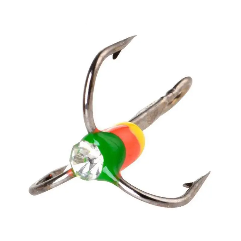 

5pcs High Carbon Steel Winter ice Fishing Hooks Durable Overturned Barbed Trebles Hooks With Diamond Eye Fishing Tackle