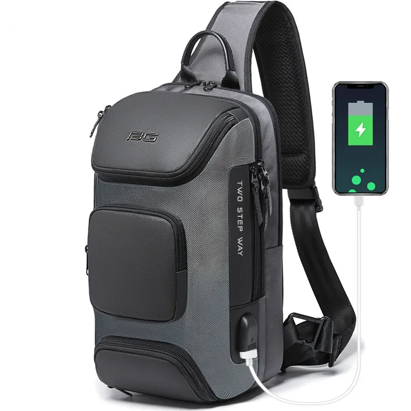 

New style chest bag men's fashion leisure technology USB business travel messenger shoulder bag men Multifunction Crossbody Bag