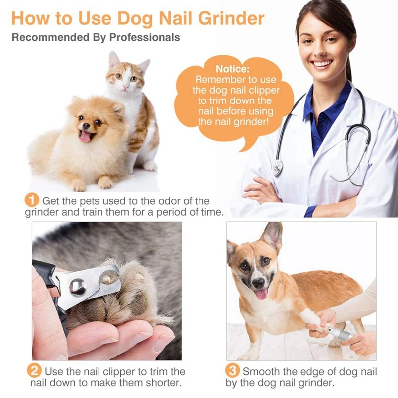 

Dog Nail Grinder Nail Files Grinder Dog Nail Trimmer and Gromming Tools Powerful 2 Speed Rechargeable Electric Pet Claw