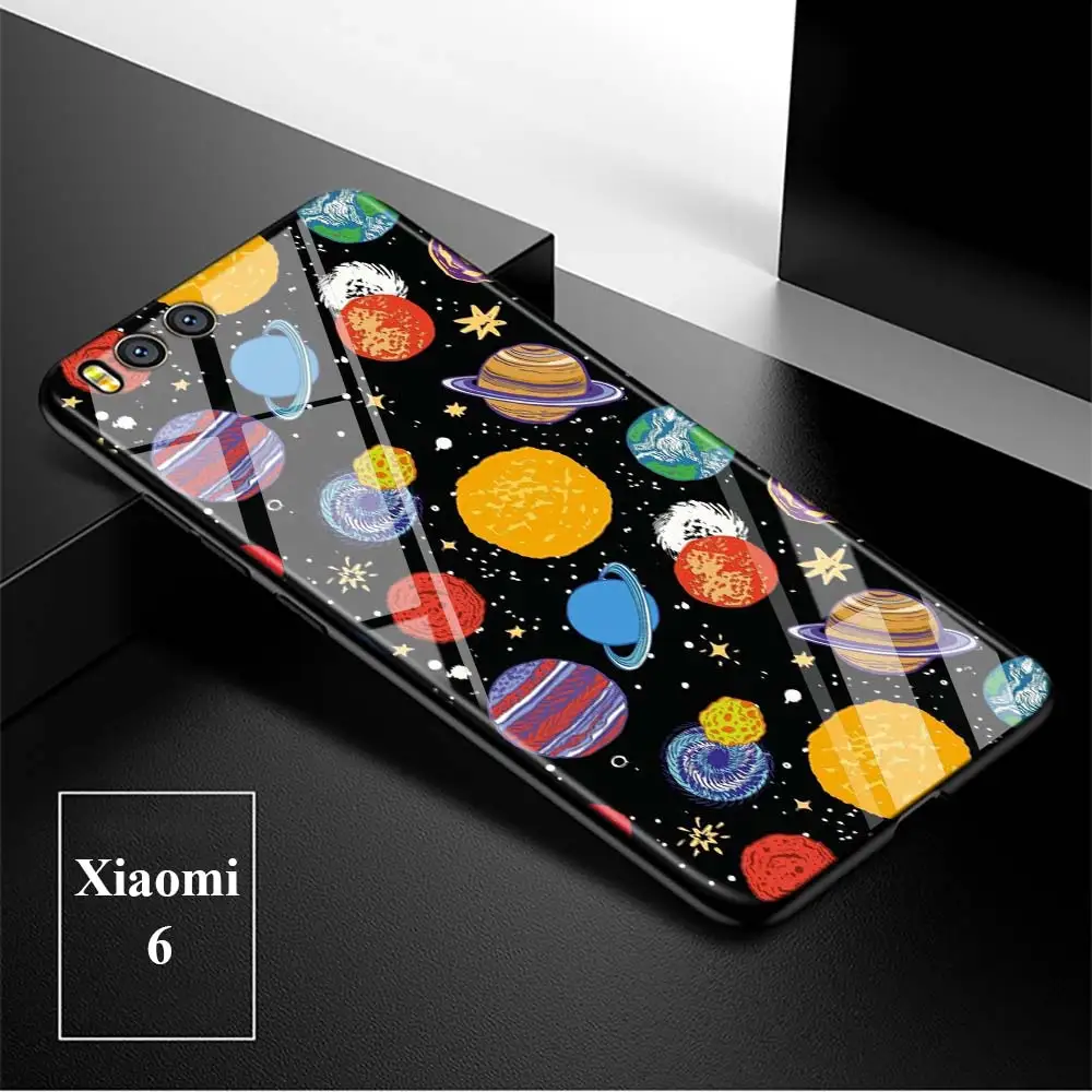 Black Cover Space Planet Stars for Xiaomi Mi A1 A2 5X 6X 6 8 9 9SE CC9 F1 9T 9TPro Play Super Bright Glossy Phone Case | Мобильные