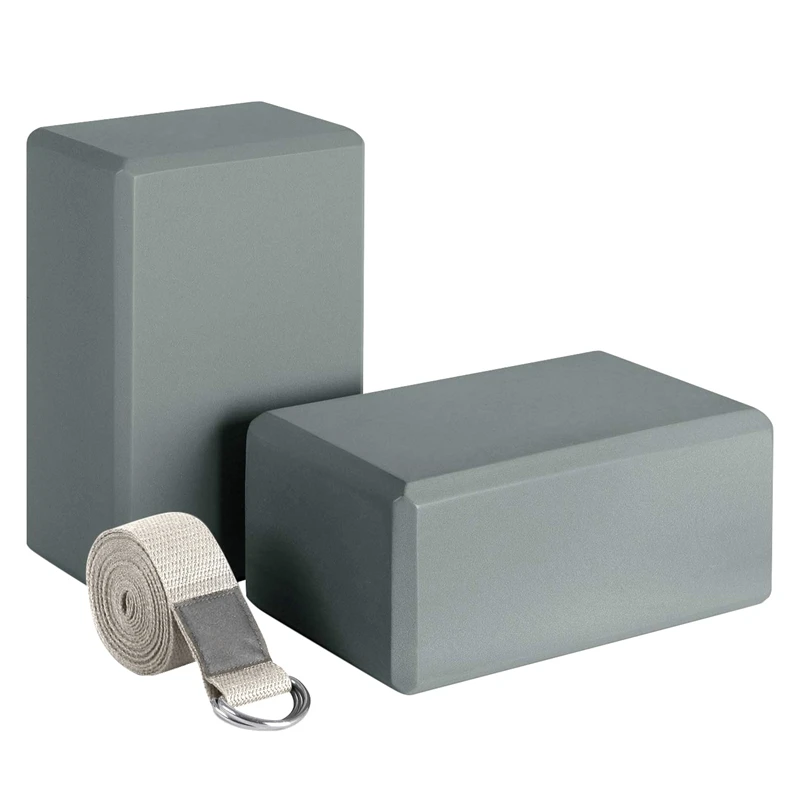 

Yoga Block and Yoga Strap Set EVA Foam Soft Non-Slip Yoga Blocks Universal Pilates Stretching and Toning Workouts