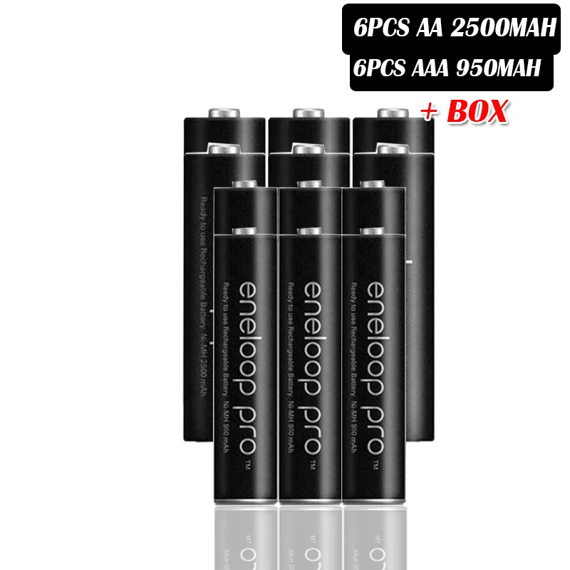 6pcs AA 6pcs AAA Panasonic AA Ni-MH аккумуляторная батарея+ AAA батарея(aa 2500mAh и aaa 950 mAh) для фонариков камеры дистанционного управления игрушки - Цвет: 6pcs AA 6pcs AAA