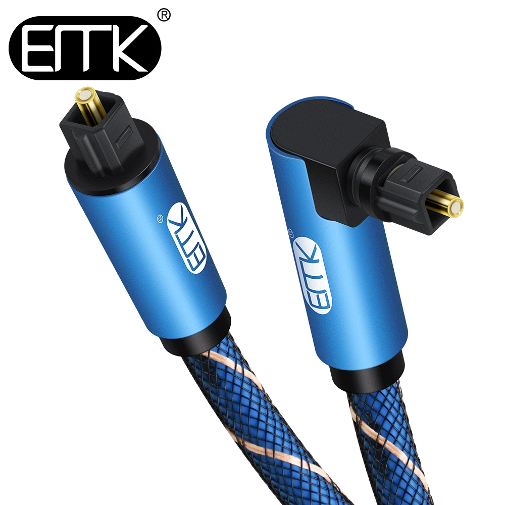 EMK Right Angle Optical Cable 90 degree Optical Toslink Cable Gold-plated Aluminum alloy shell for DVD TV Amplifier Soundbar