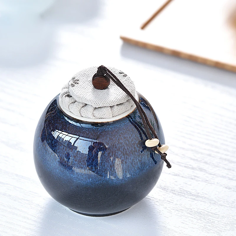 Black Ceramic Tea Caddy Portable Candy Box Home Sealed Coffee Bean Flower Storage Jar Moisture-proof Kitchen Food Container |
