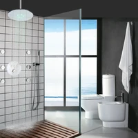 chrome polished 10 inch led shower set thermostatic tap rainfall panel massage with handheld shower arm