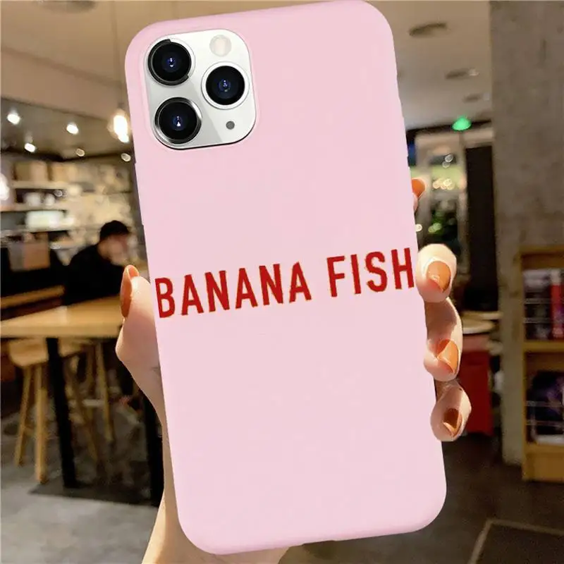 

Banana Fish Anime Phone Case Pink Candy Color for iPhone 6 7 8 11 12 s mini pro X XS XR MAX Plus