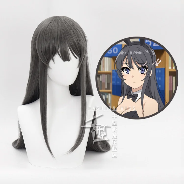 

Парики для косплея Rascal «не мечтает кролика», Senpai Sakurajima Mai, синтетические волосы, Длинные прямые серые волосы + бесплатная сетка для волос