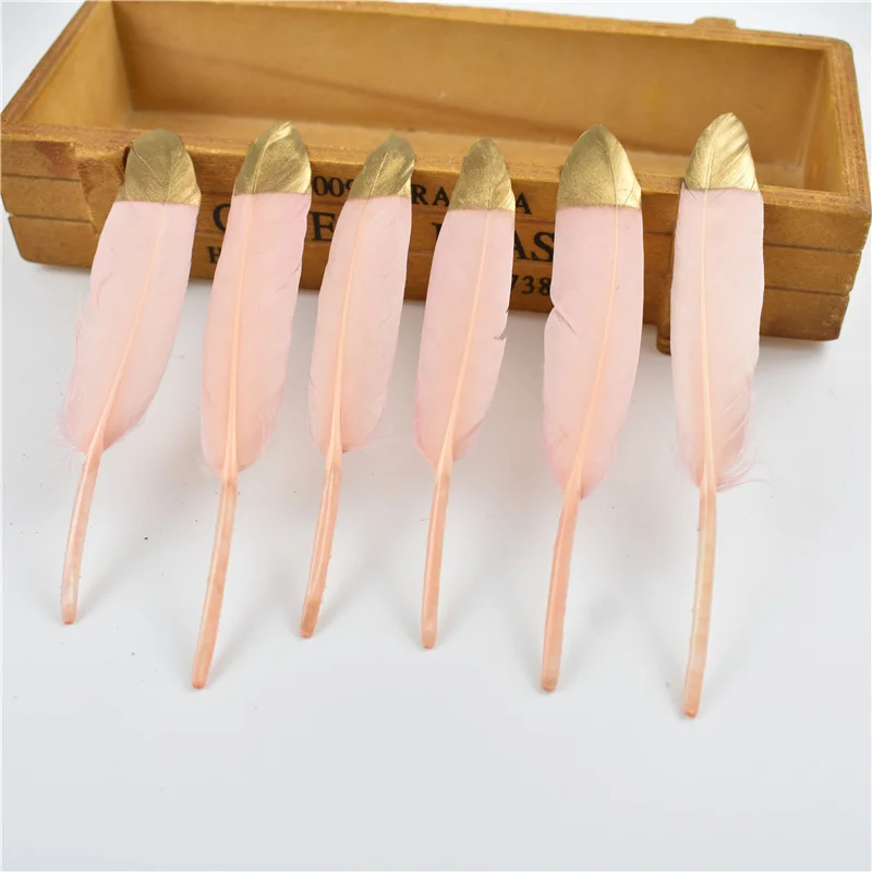 Позолоченные утиные перья гусиные для рукоделия 10-15 см/4-6 дюймов декоративные