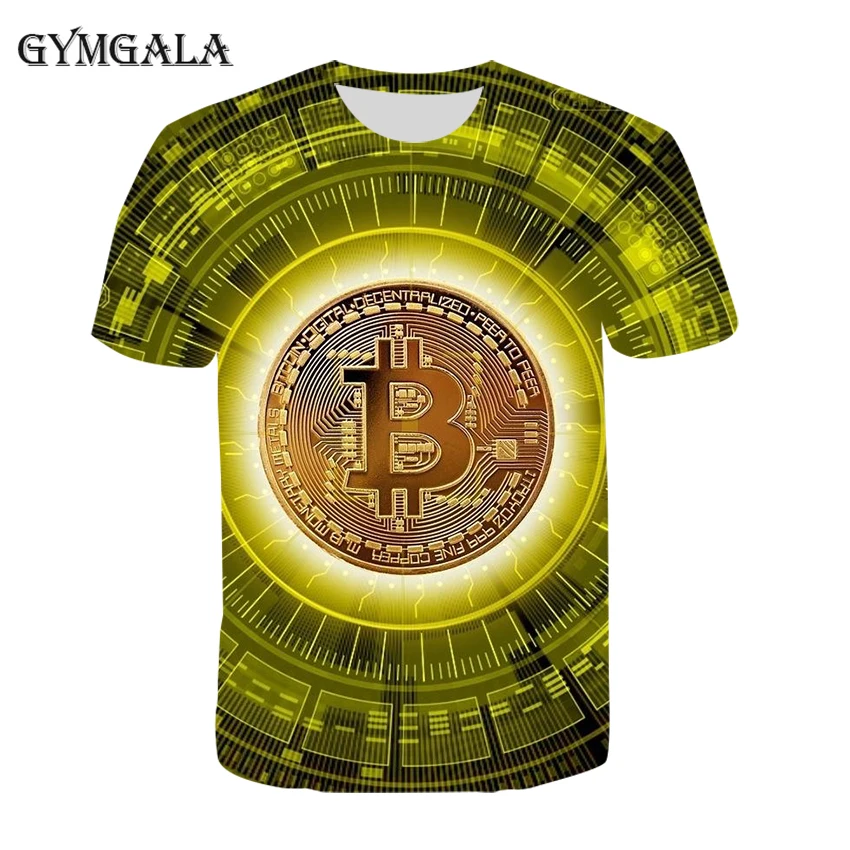 

2020 Harajuku Summer Short Sleeve 3D Printing Bitcoin Customized Pattern Children's Loose European and American T-shirt Casual