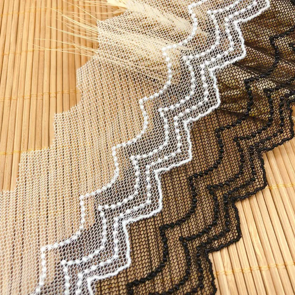 Белый/черный вышитый кружевной отделкой ленты свадебный Декор пошив одежды