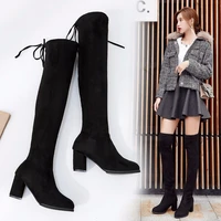 womens over the knee boots fallwinter 2021 new high heeled slimming lace up skinny stretch boots long boots thick heeled boots