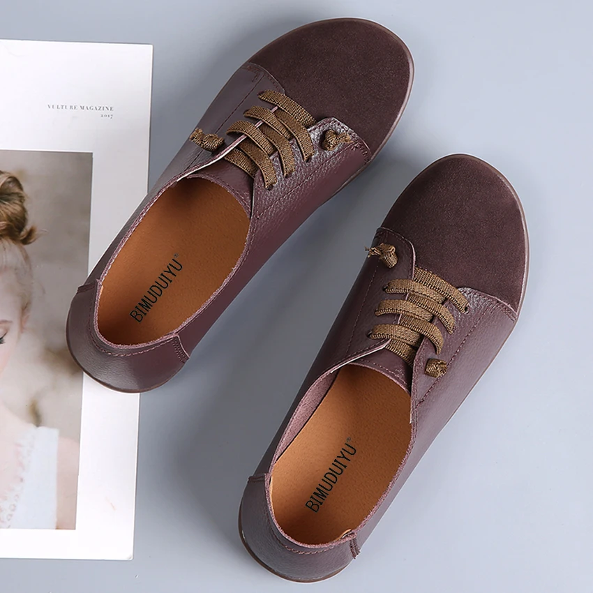BIMUDUIYU женская повседневная обувь на плоской подошве в стиле ретро Дамская