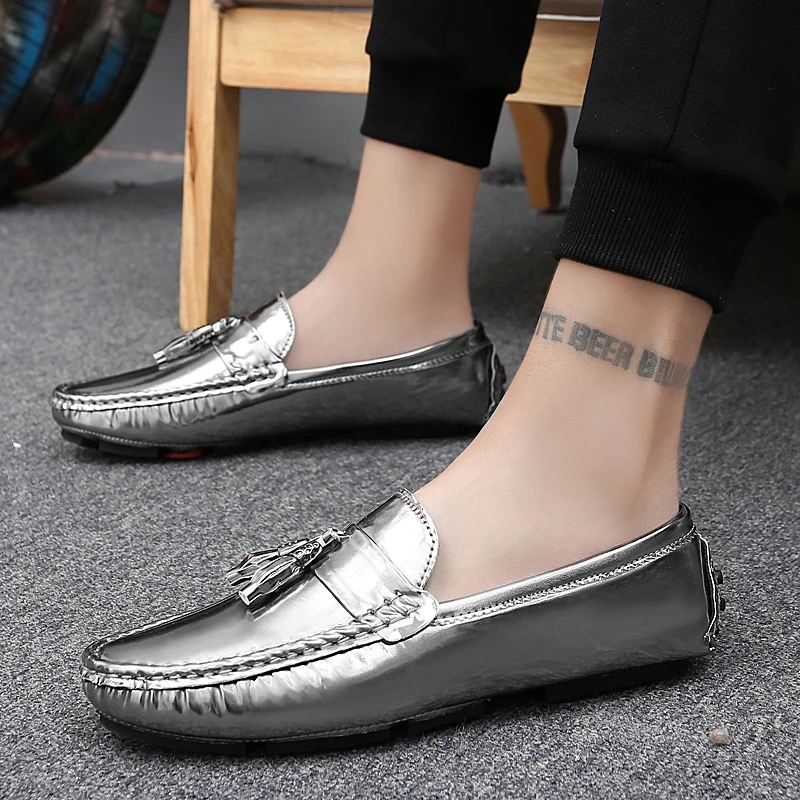 Мужские дизайнерские туфли без шнуровки Мягкие Мокасины с бахромой повседневная