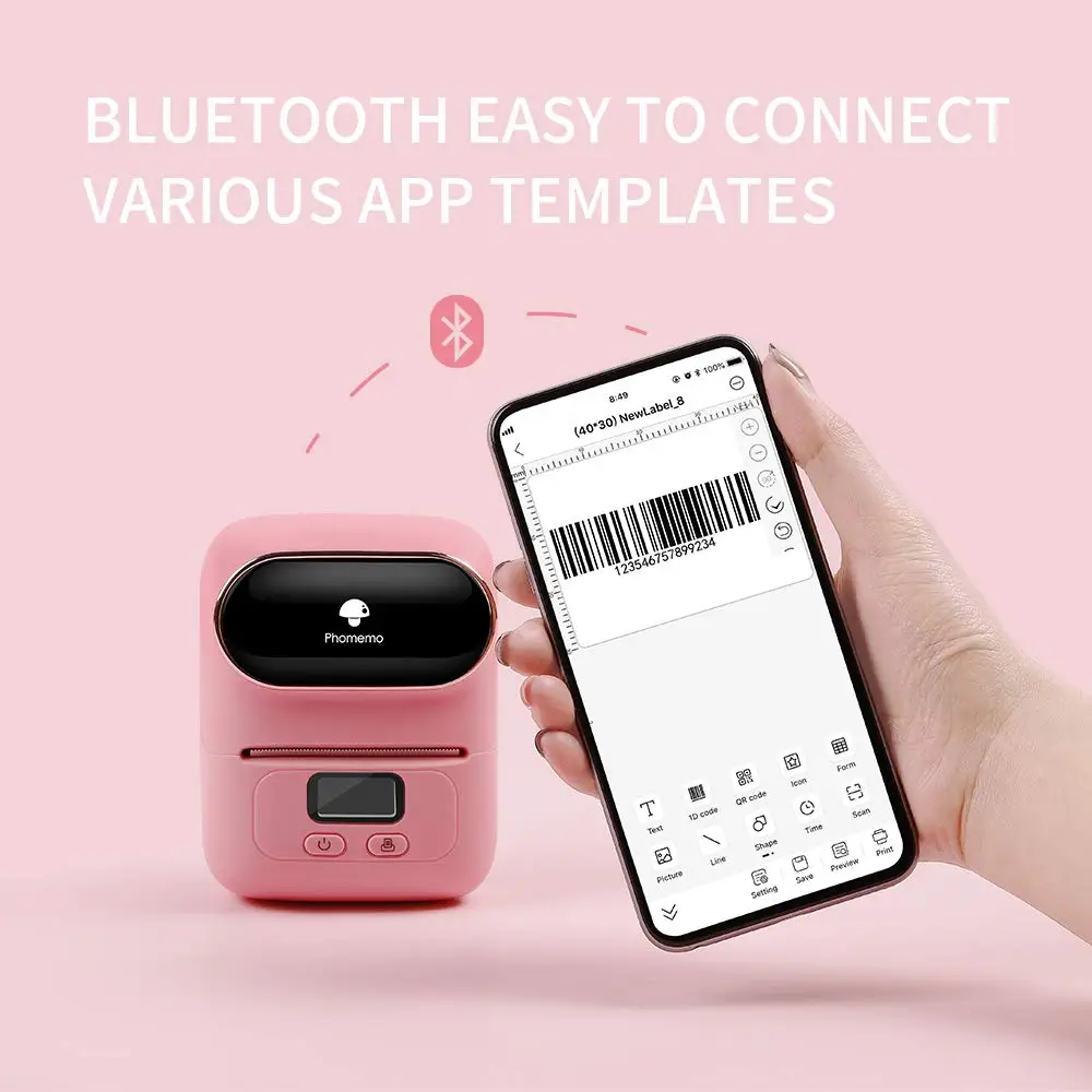 Принтер для этикеток Phomemo M110 портативный мини принтер с Bluetooth офиса + 1 рулон