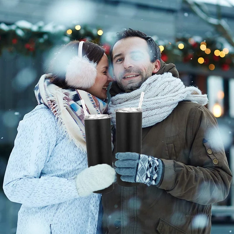 

Hot Sale 2 Black Straw Thermos Cups, Bingba Cup, Portable Car Water Cup, 20oz Straight Cup, Beer Cup, Straw Water Cup