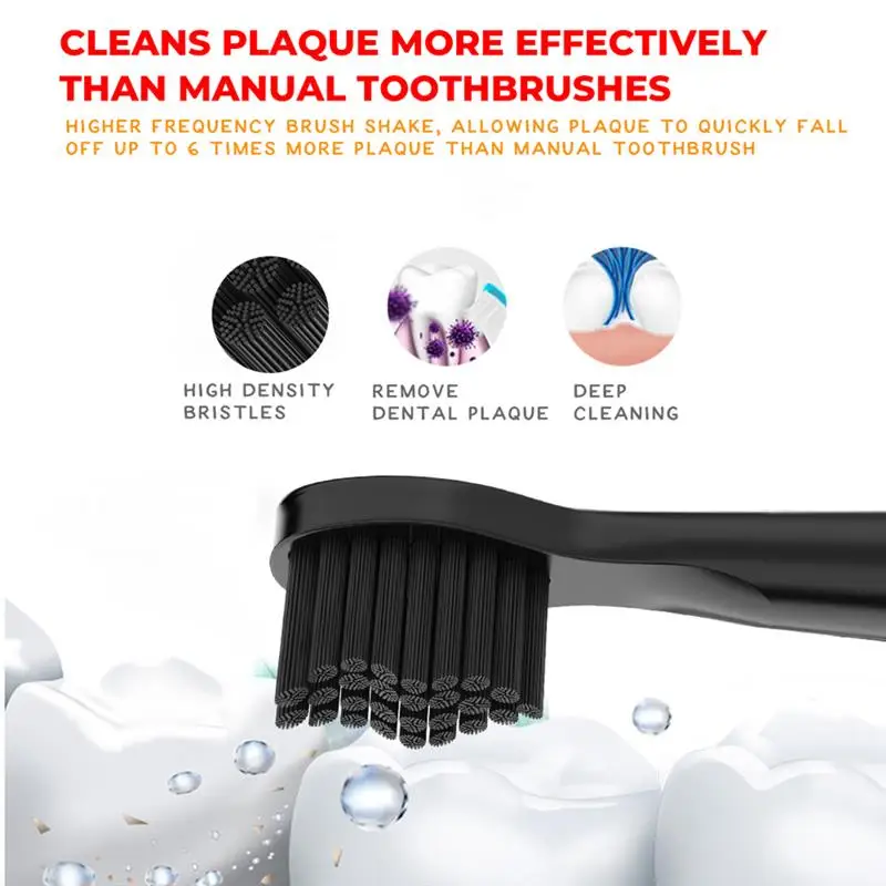 

Electric Toothbrush Waterproof Ultrasonic Automatic Toothbrush with 3 Replacement Heads