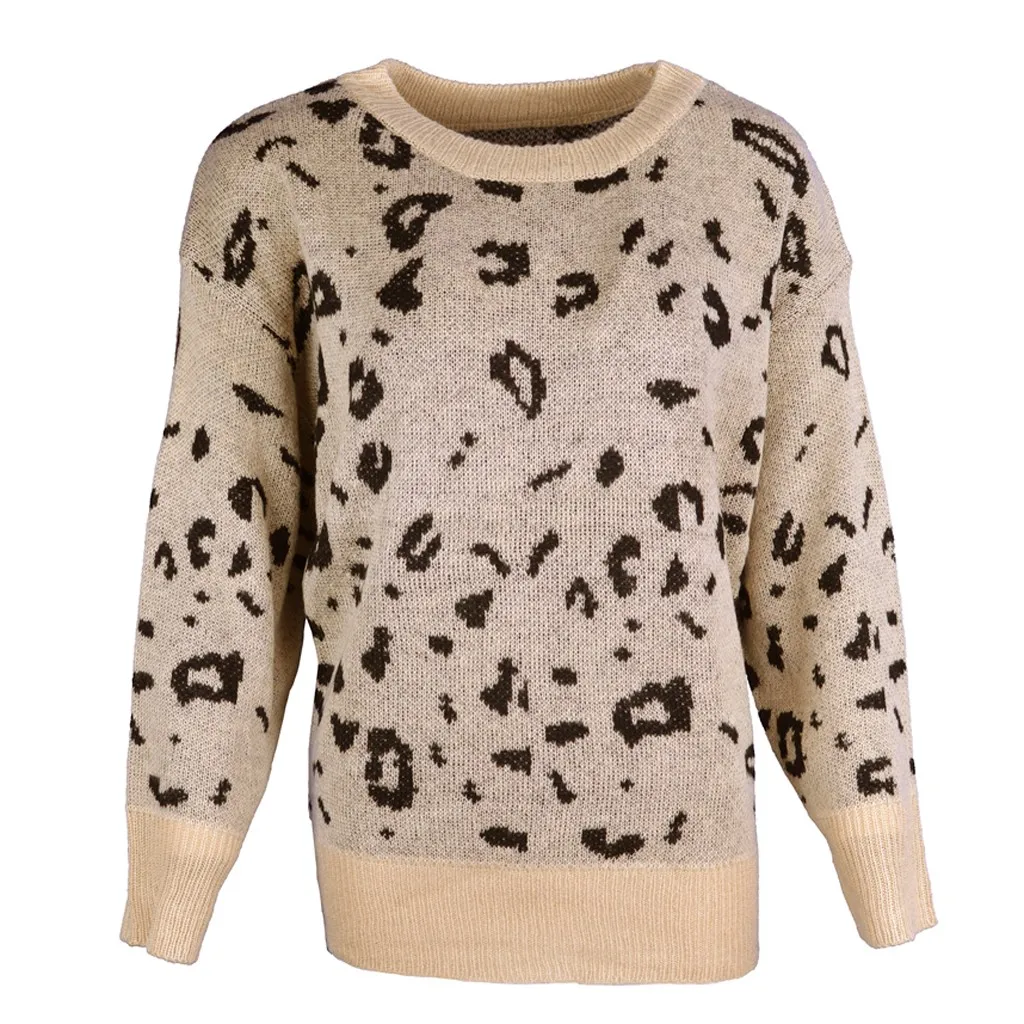Winter Fashion knitting Jumper Sweater Blouse Casual Sexy Leopard Streetwear Tee Tops Female Women Long Sleeve Blusas Pullover | Женская