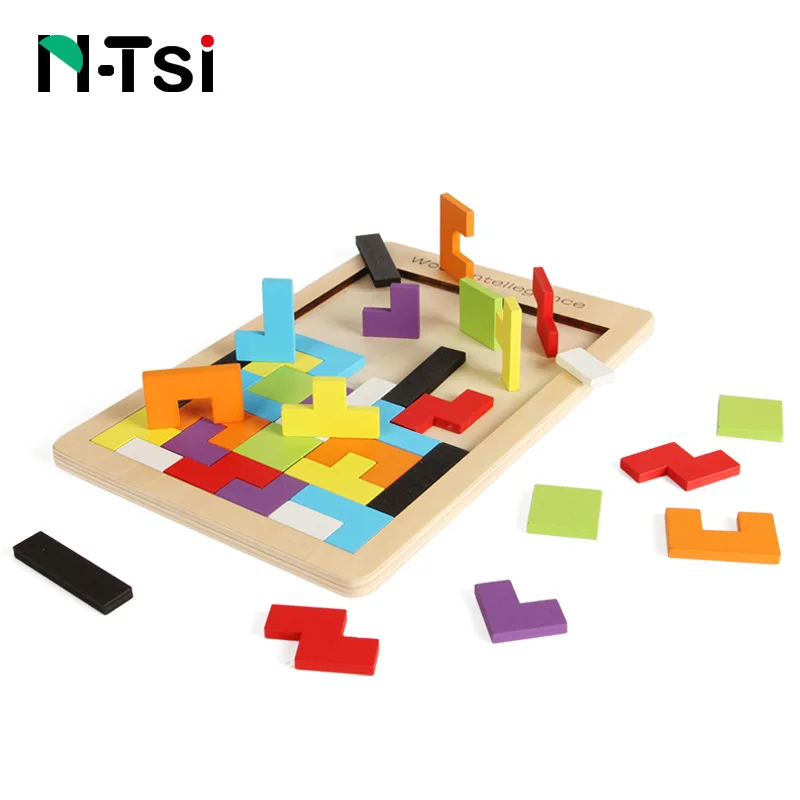 N-Tsi 40 шт. красочные деревянные интеллектуальные головоломки игры Развивающие игрушки для детей подарок