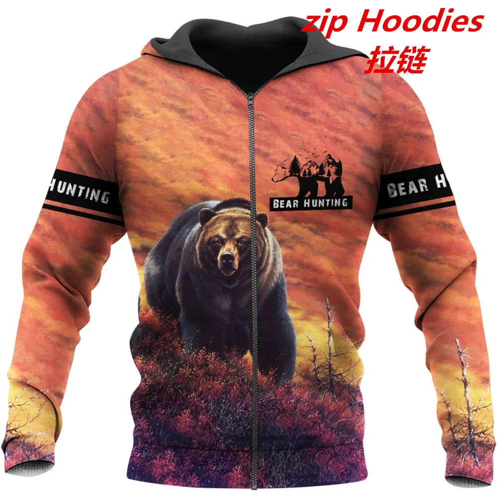 

New Animal Bear Hunting Beautiful 3D Printed Mens Hoodie Harajuku Sweatshirt Unisex Casual Jacket Pullover Hoodie Fashion tops