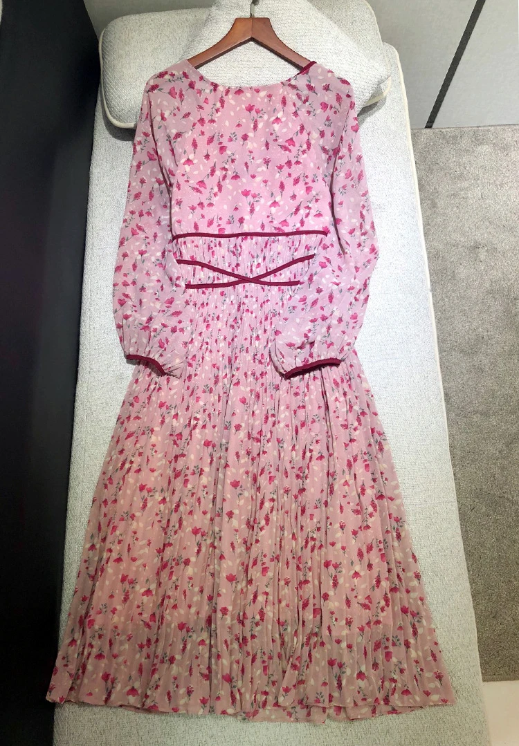 Осеннее романтическое женское шифоновое платье с цветочным принтом сексуальное