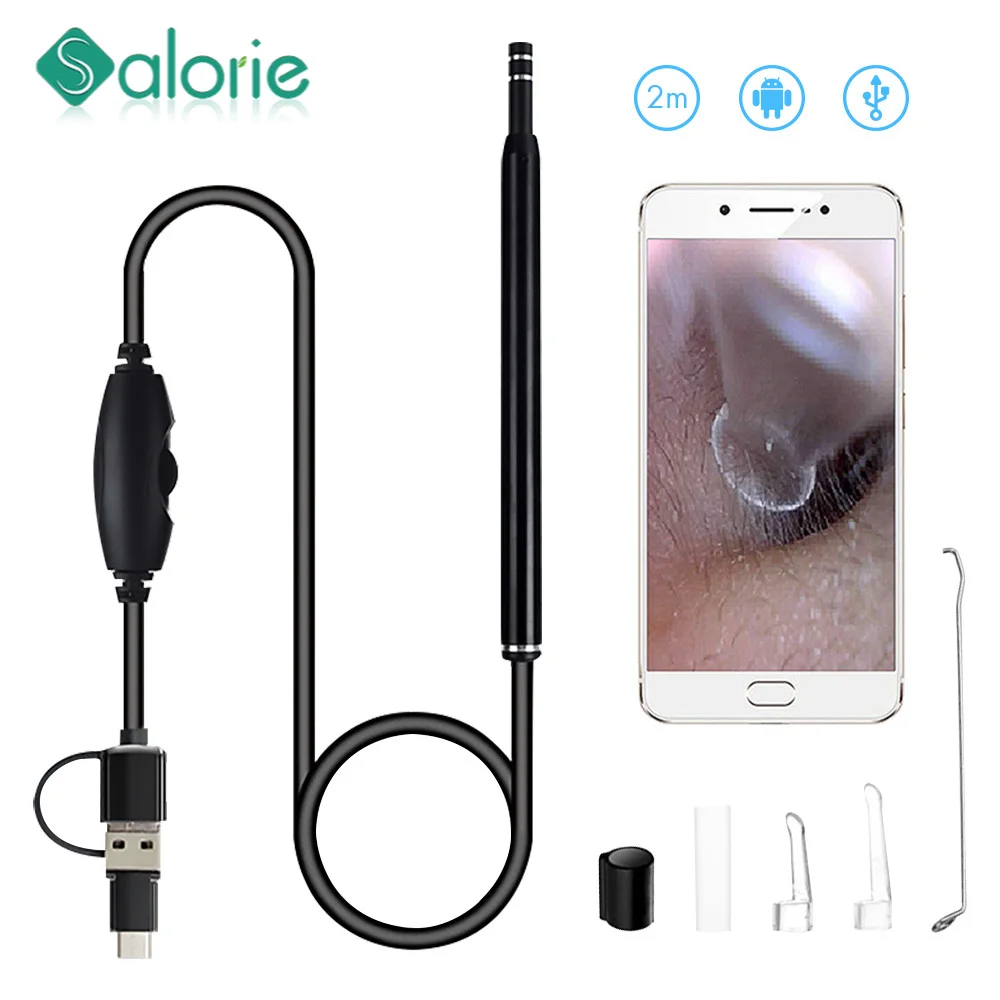 

In Ear Medical Cleaning Endoscope Spoon Mini Camera Ear Picker Ear Wax Removal Visual Ear Mouth Nose Otoscope Support