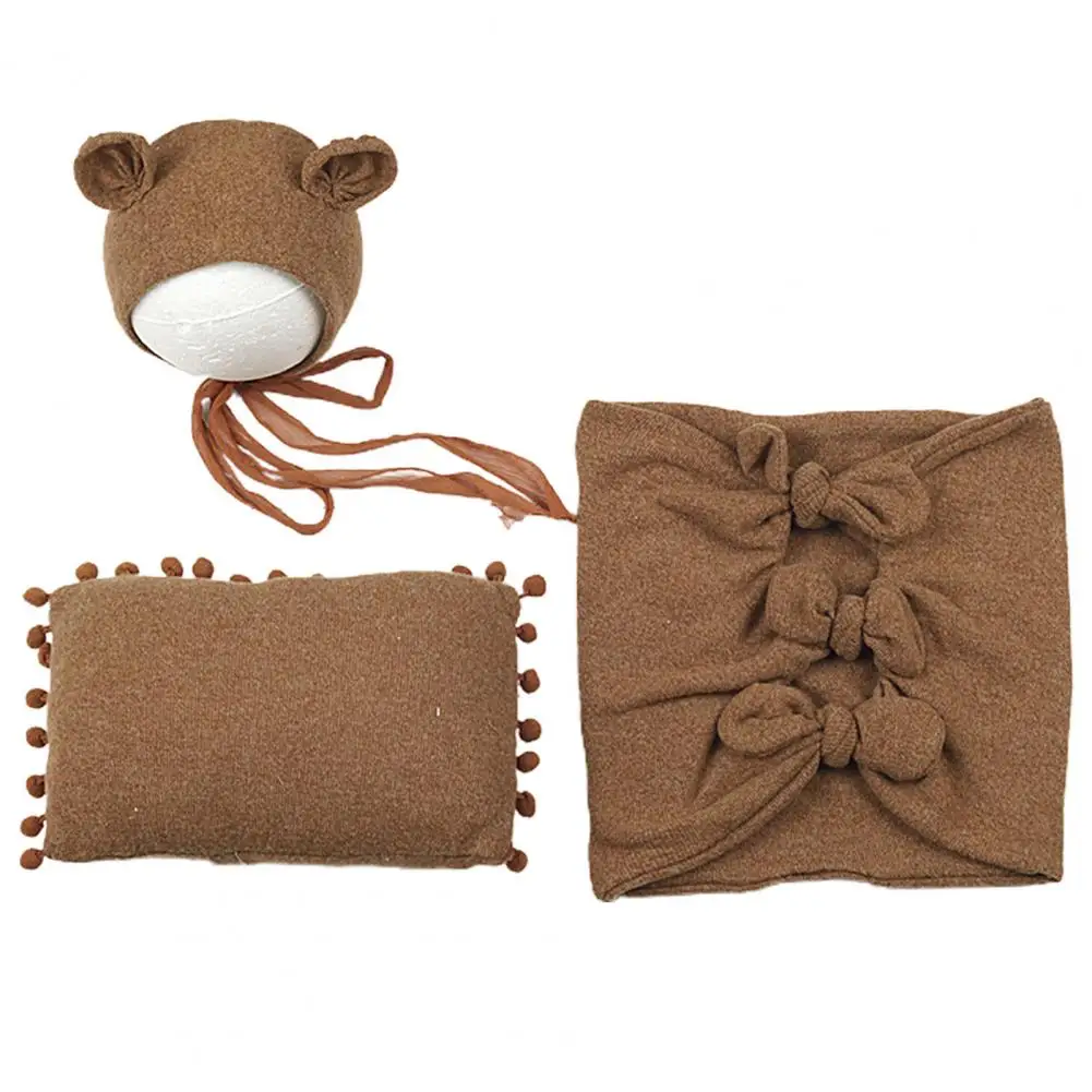 3 unids/set fotograf&iacute;a ropa caliente c&oacute;modo forma Linda beb&eacute; saco de dormir beb&eacute; reci&eacute;n nacido saco de dormir suave almohada Arco-Nudo secreto-1