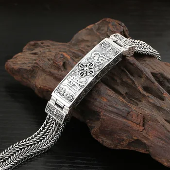 Retro Classic whip chain Thai silver Vajra men bracelet 4