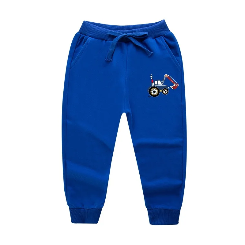 

Autumn and winter new baby pants 100% cotton children's trousers cartoon excavator pattern elastic band boys sweatpants