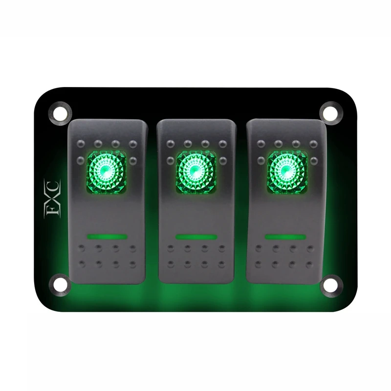 12V 24V 3 Gang Toggle Rocker Switch Panel Green LED Light On Off Car Marine Boat|Автоматические выключатели| |