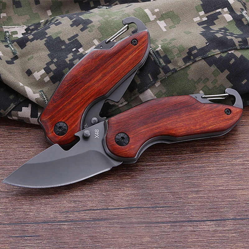 

Damascus Tactical Knives Folding Knife 5CR15MOV Blade Wood Handle Outdoor Knives Camping Knifes Hunting Survival Pocket Knife