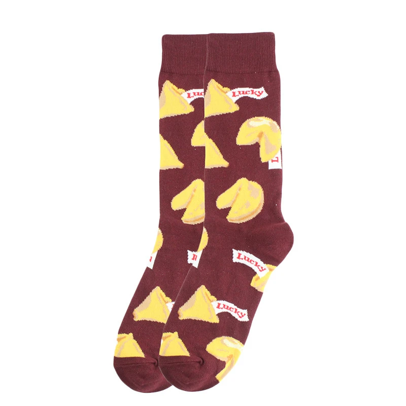 

High Quality Cotton Socks Food Pattern Long Tube Funny Happy Men Socks Novelty Skateboard Crew Casual Crazy Socks