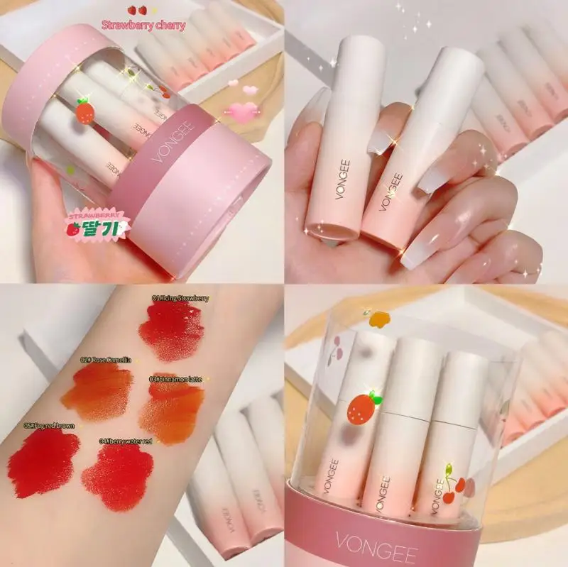 

5Pcs Lip Glaze Set Lip Mud Matte Velvet Waterproof And Sweatproof Not Easy To Stick To The Cup And Not Easy To Fade Lipstick