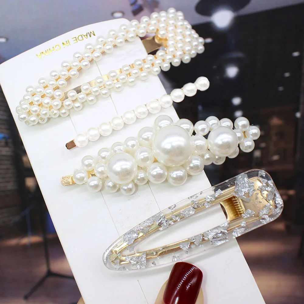 4pcs per set Ins Fashion 1 комплект женские элегантные жемчужные заколки для волос сладкий головной убор шпильки заколки аксессуары для волос из ацетатного волокна Набор для волос - Цвет: 4pcs per set